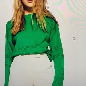 TOPSHOP Green Cash Ottoman Crop Sweater